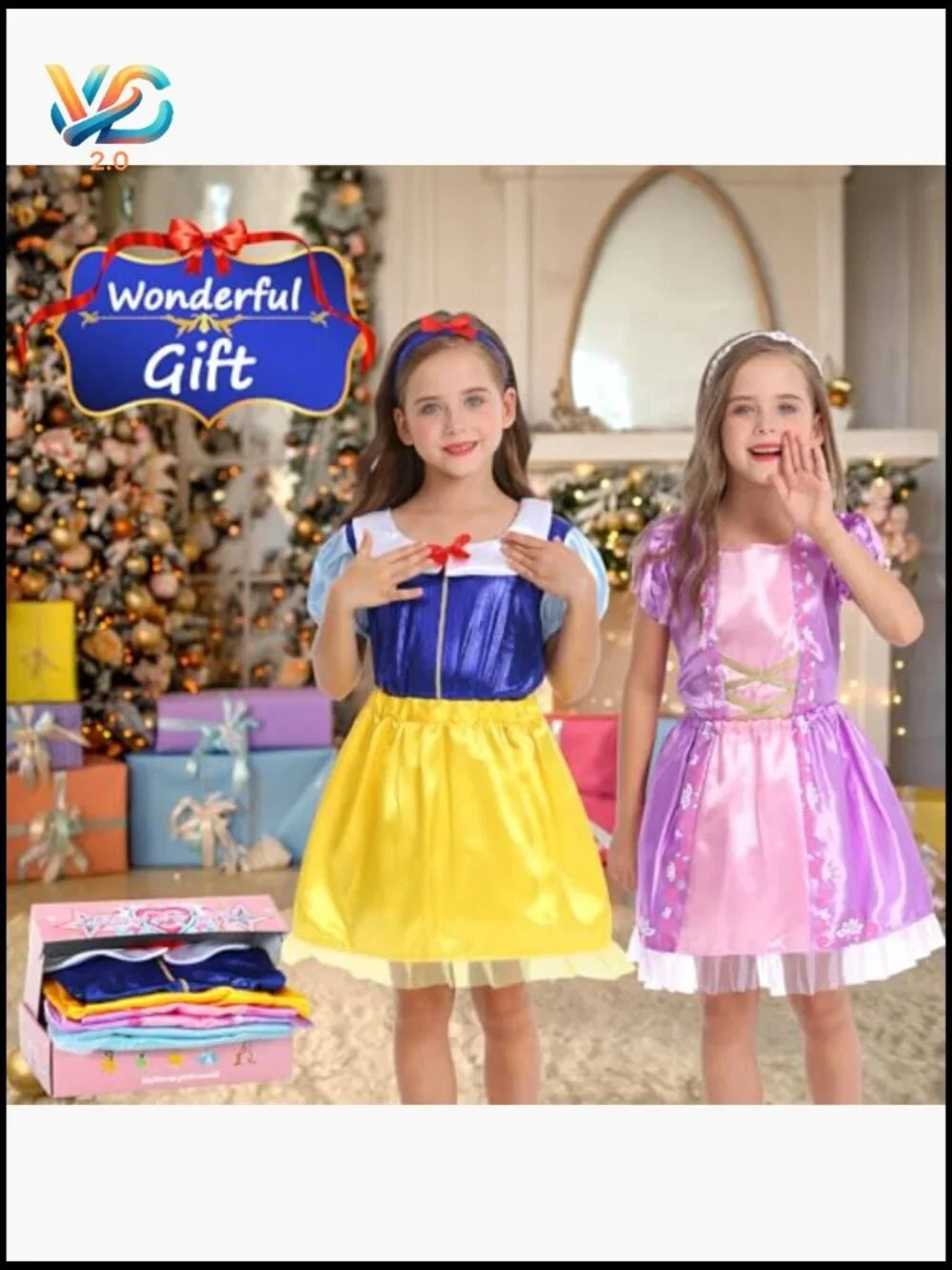 Princess Dress Up Costume Set 5 Looks Role Play Gift Box